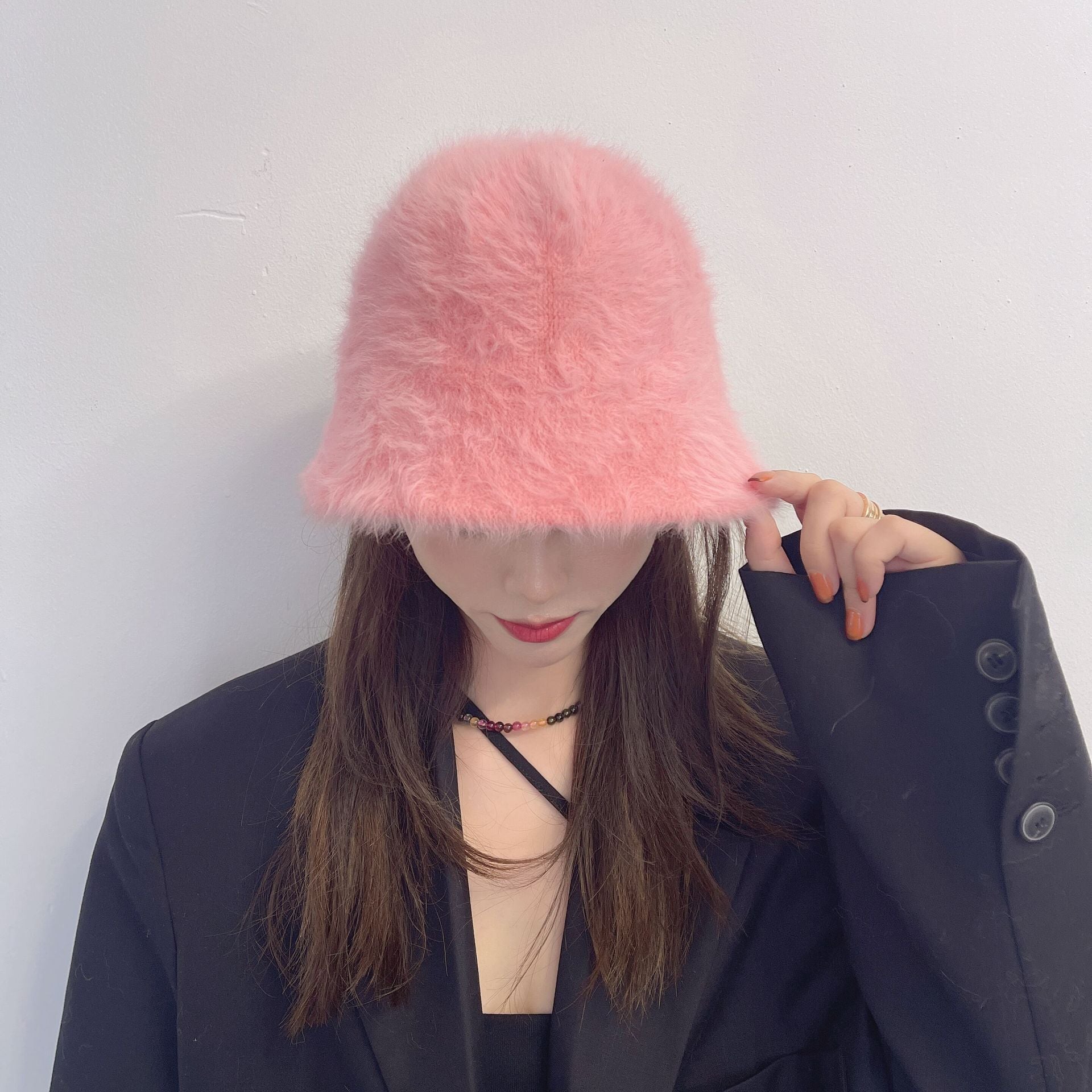 Fashionable Warm Rabbit Hair Bucket Hat