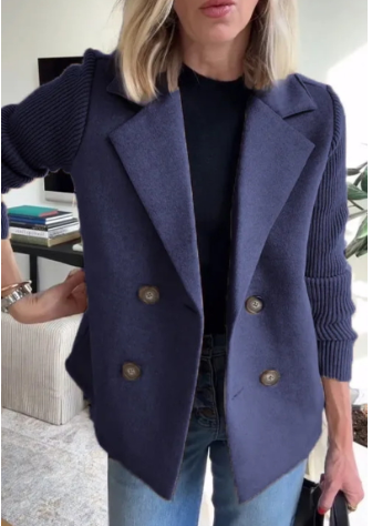 Katrin Patchwork Blazer with Knitted Sleeves