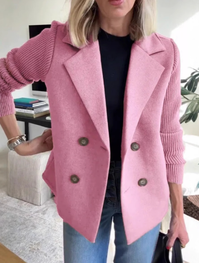 Katrin Patchwork Blazer with Knitted Sleeves
