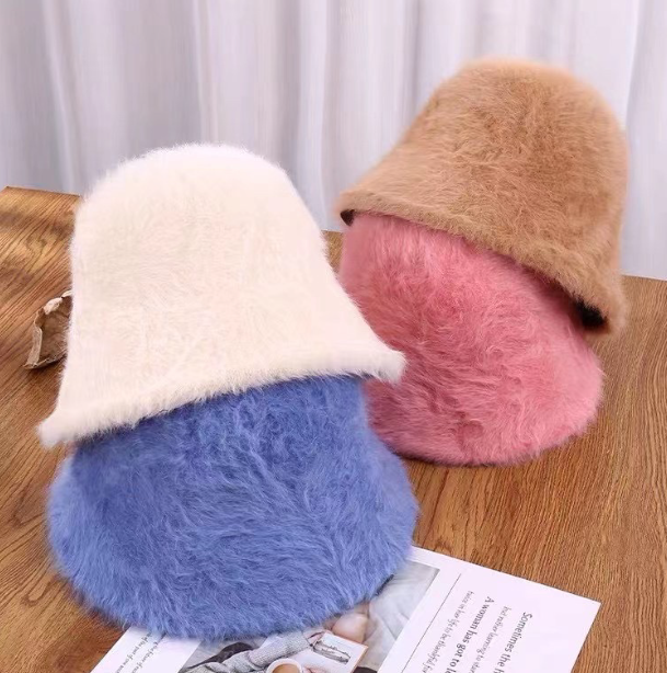 Fashionable Warm Rabbit Hair Bucket Hat
