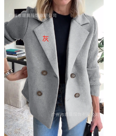 Katrin Patchwork Blazer with Knitted Sleeves