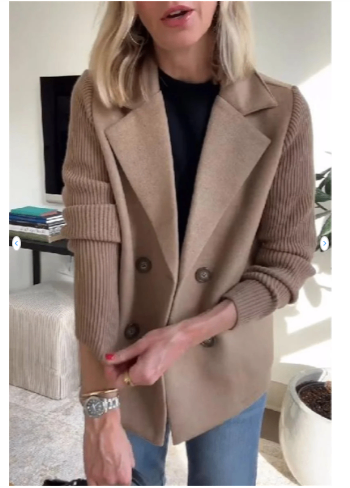 Katrin Patchwork Blazer with Knitted Sleeves