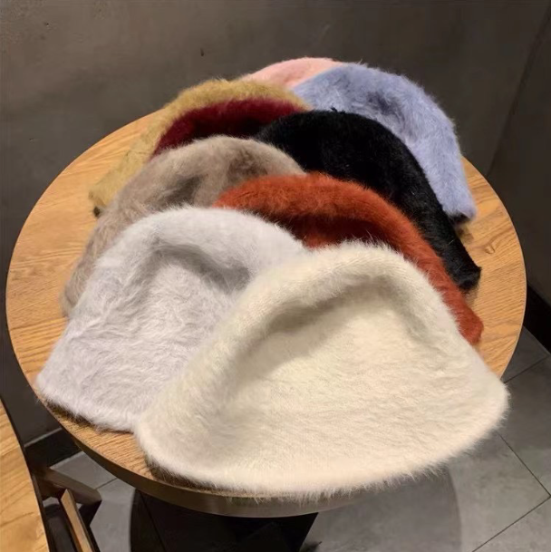 Fashionable Warm Rabbit Hair Bucket Hat