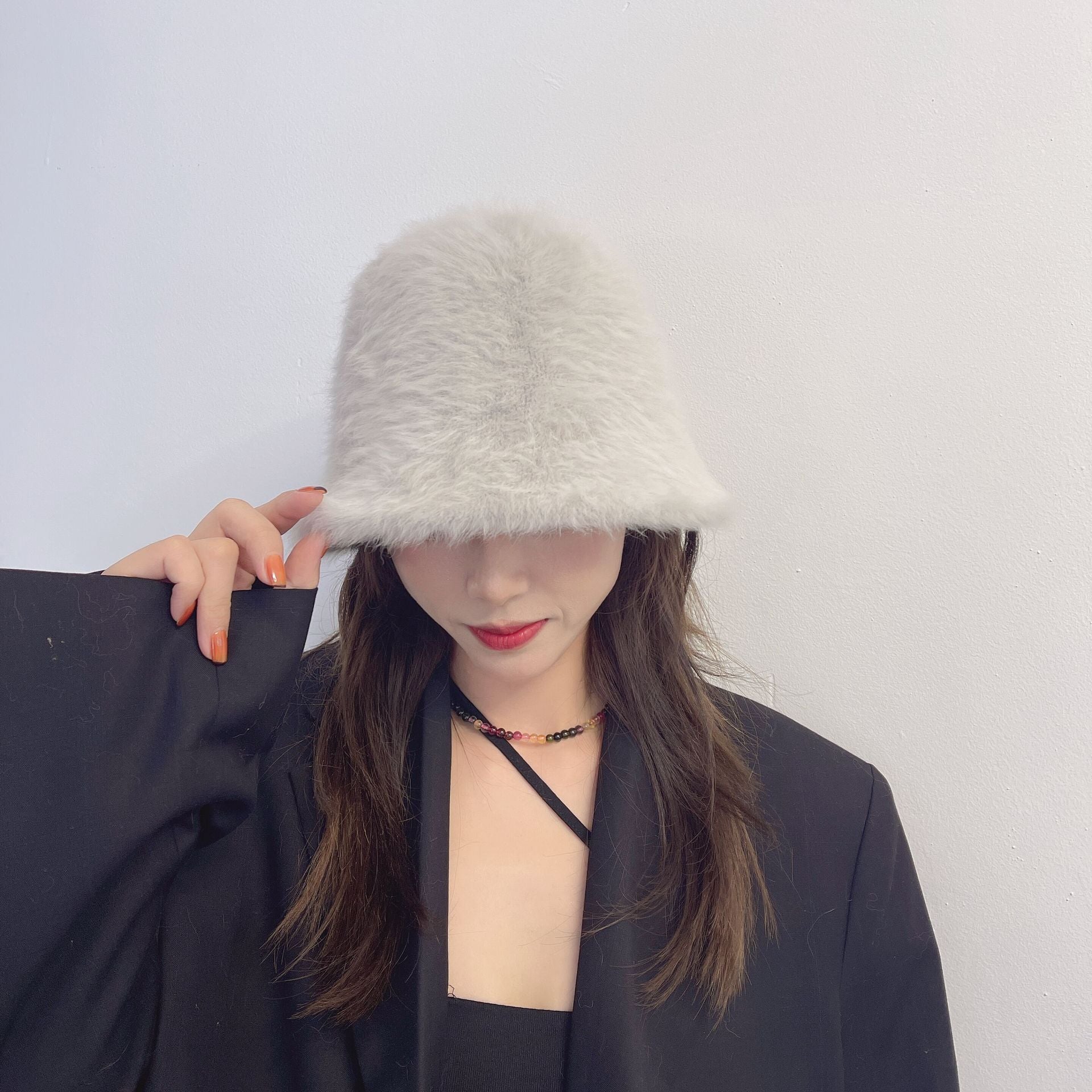 Fashionable Warm Rabbit Hair Bucket Hat