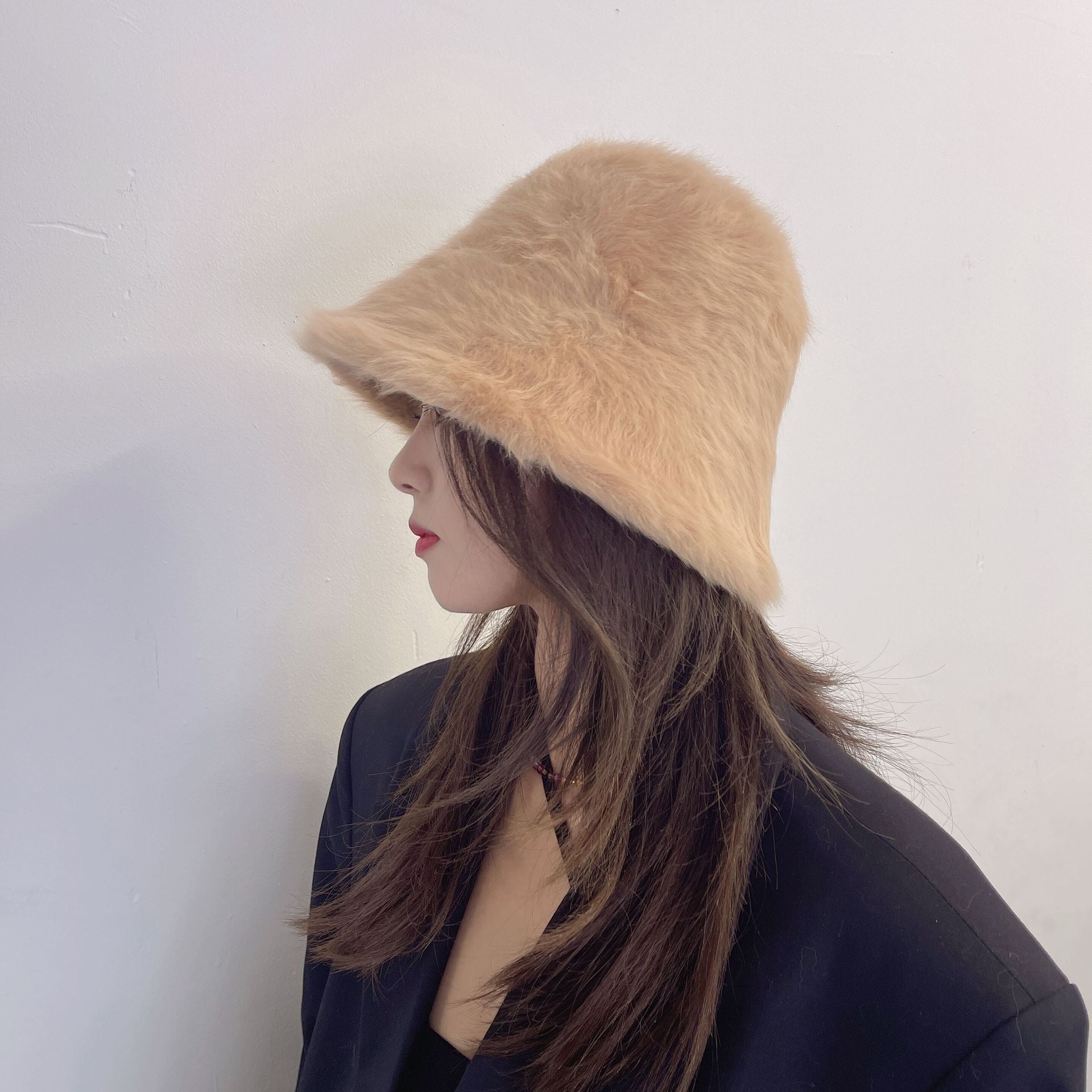 Fashionable Warm Rabbit Hair Bucket Hat