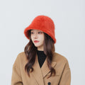 Fashionable Warm Rabbit Hair Bucket Hat