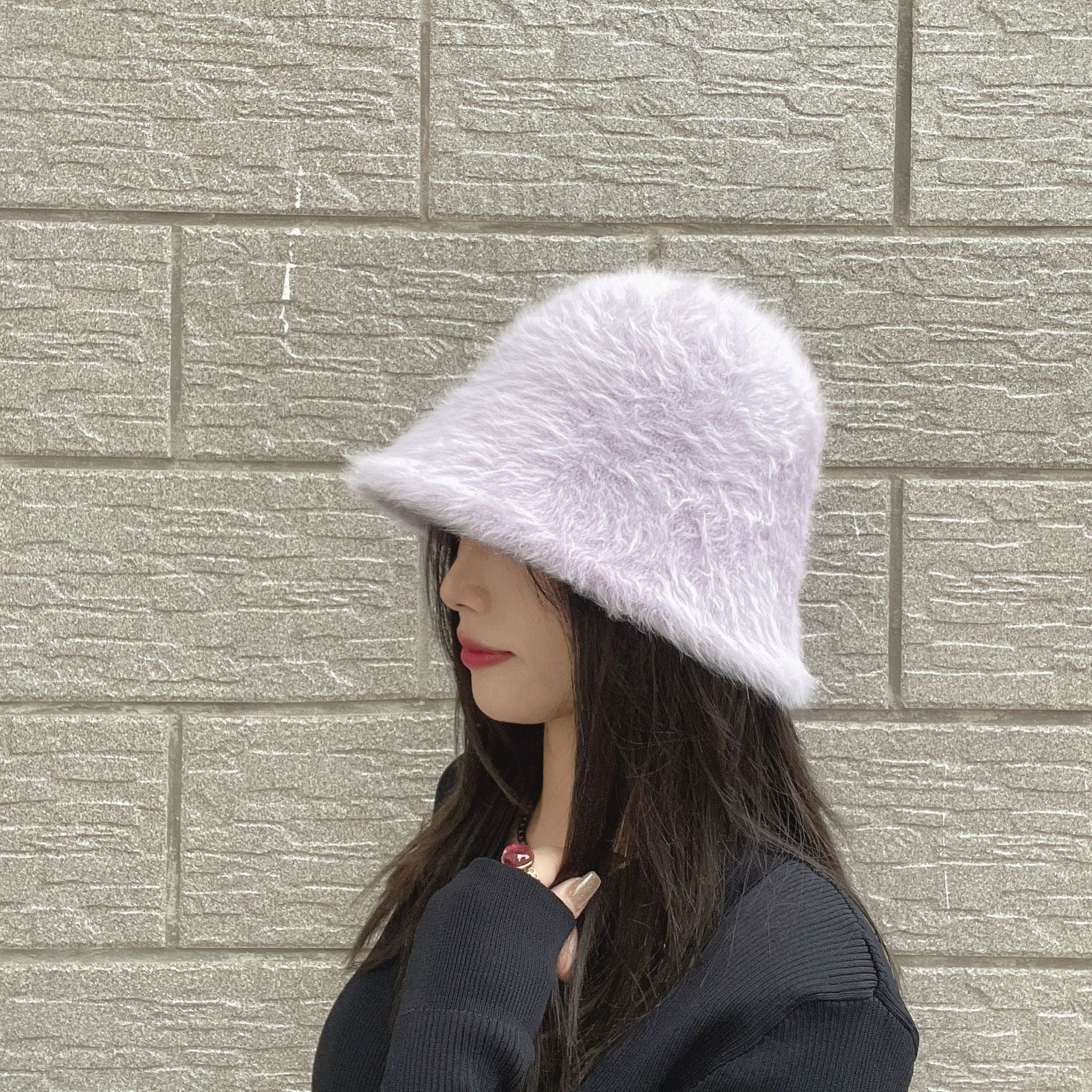 Fashionable Warm Rabbit Hair Bucket Hat