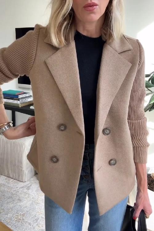 Katrin Patchwork Blazer with Knitted Sleeves