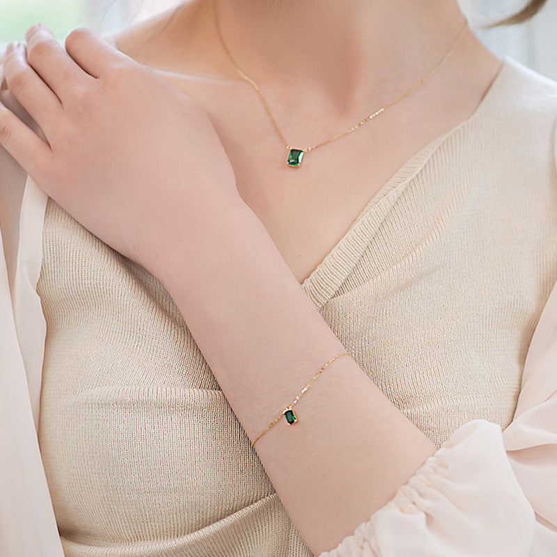 Korean Style Sterling Silver Emerald Bracelet