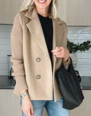 Katrin Patchwork Blazer with Knitted Sleeves