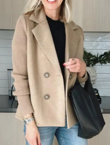 Katrin Patchwork Blazer with Knitted Sleeves