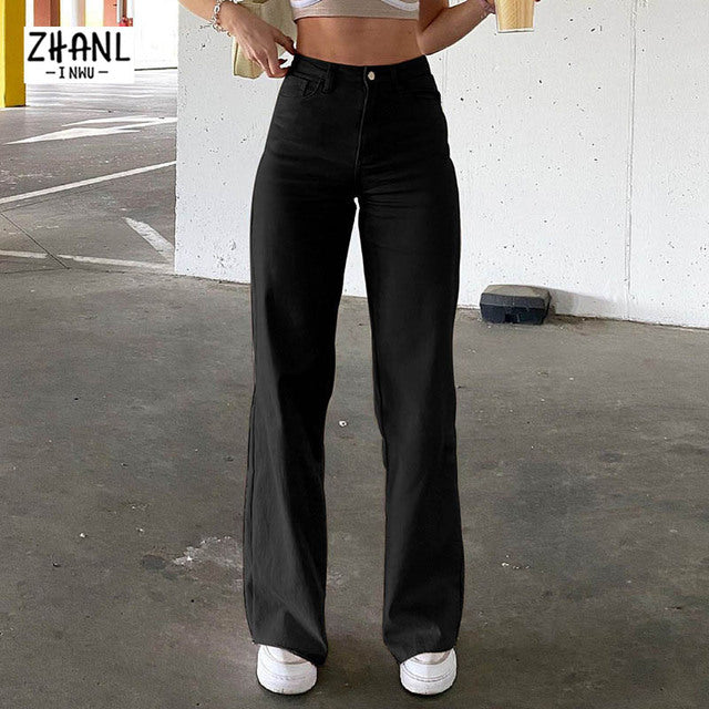 Trendy Wide-Leg Slim-Fit Women's Jeans