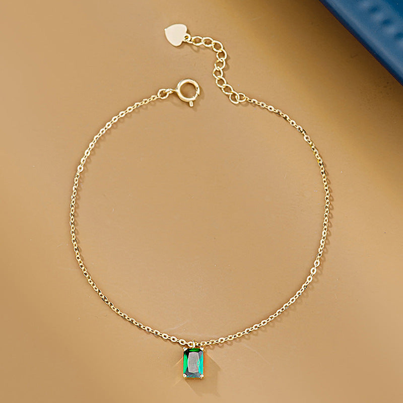 Korean Style Sterling Silver Emerald Bracelet
