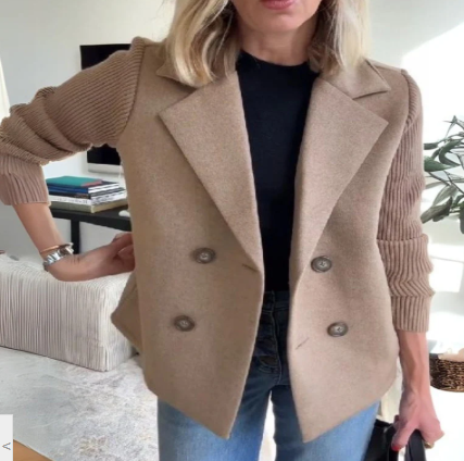 Katrin Patchwork Blazer with Knitted Sleeves