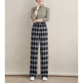 Plaid Cropped Pants, Irregular Design Straight Pants