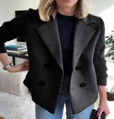 Katrin Patchwork Blazer with Knitted Sleeves