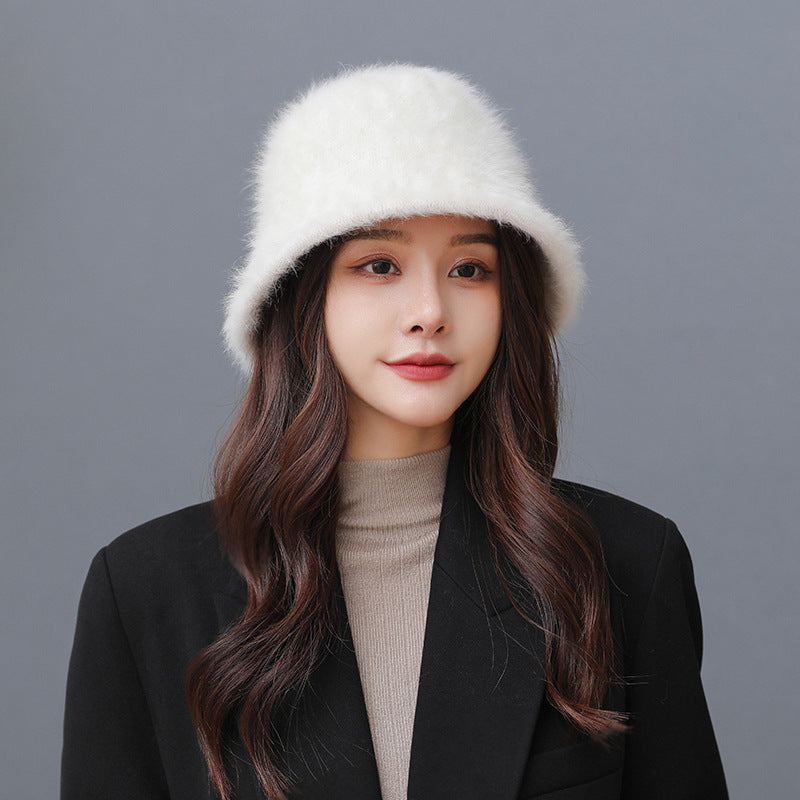 Fashionable Warm Rabbit Hair Bucket Hat