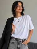 Embroidered Loose Cotton Short Sleeve Tee for All