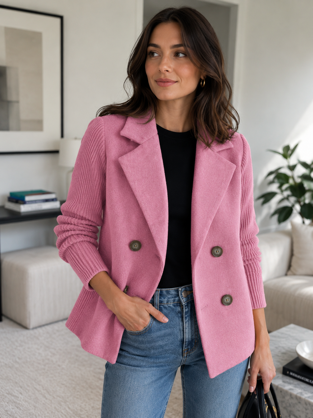 Katrin Patchwork blejzer s pletenim rukavima