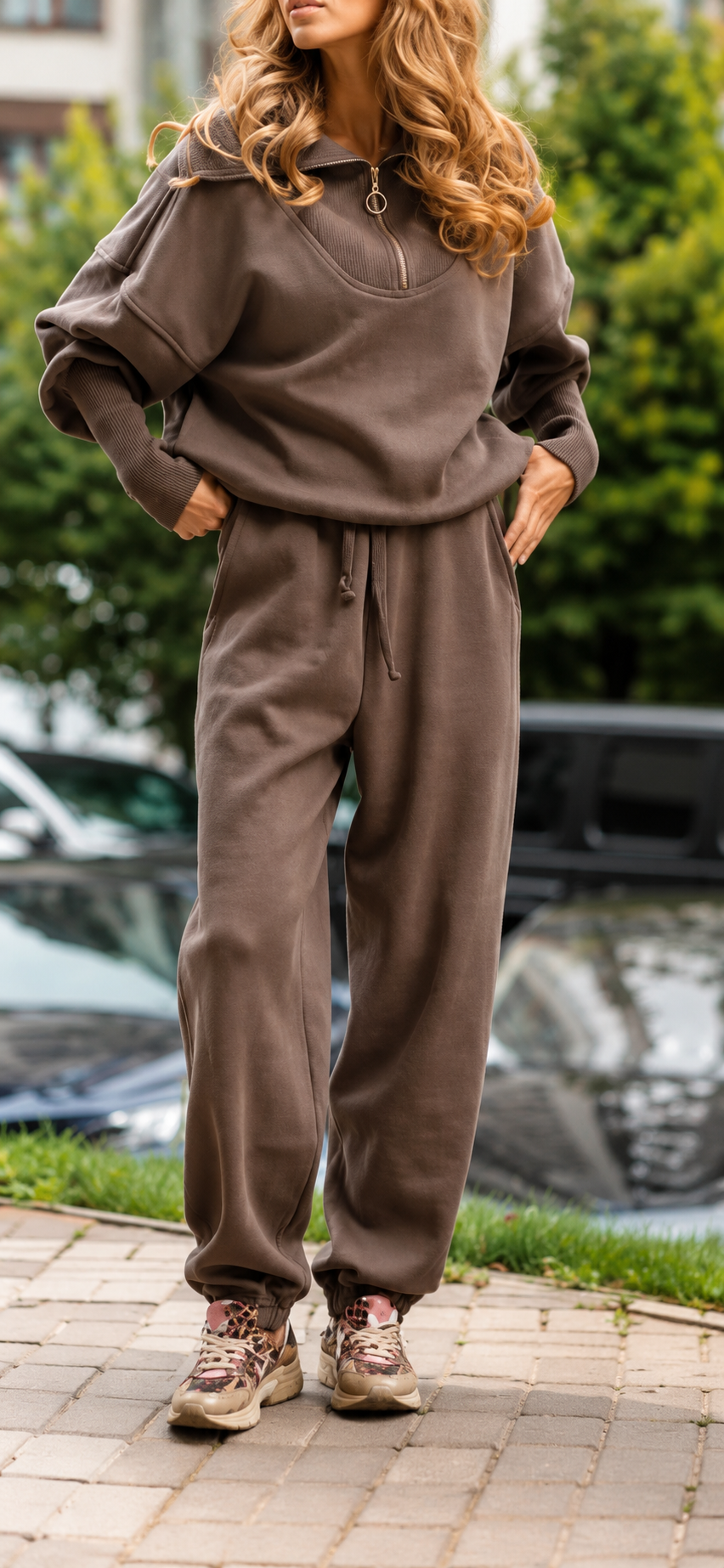 Comfortable Loungewear - Solid Color Zip Hoodie Set