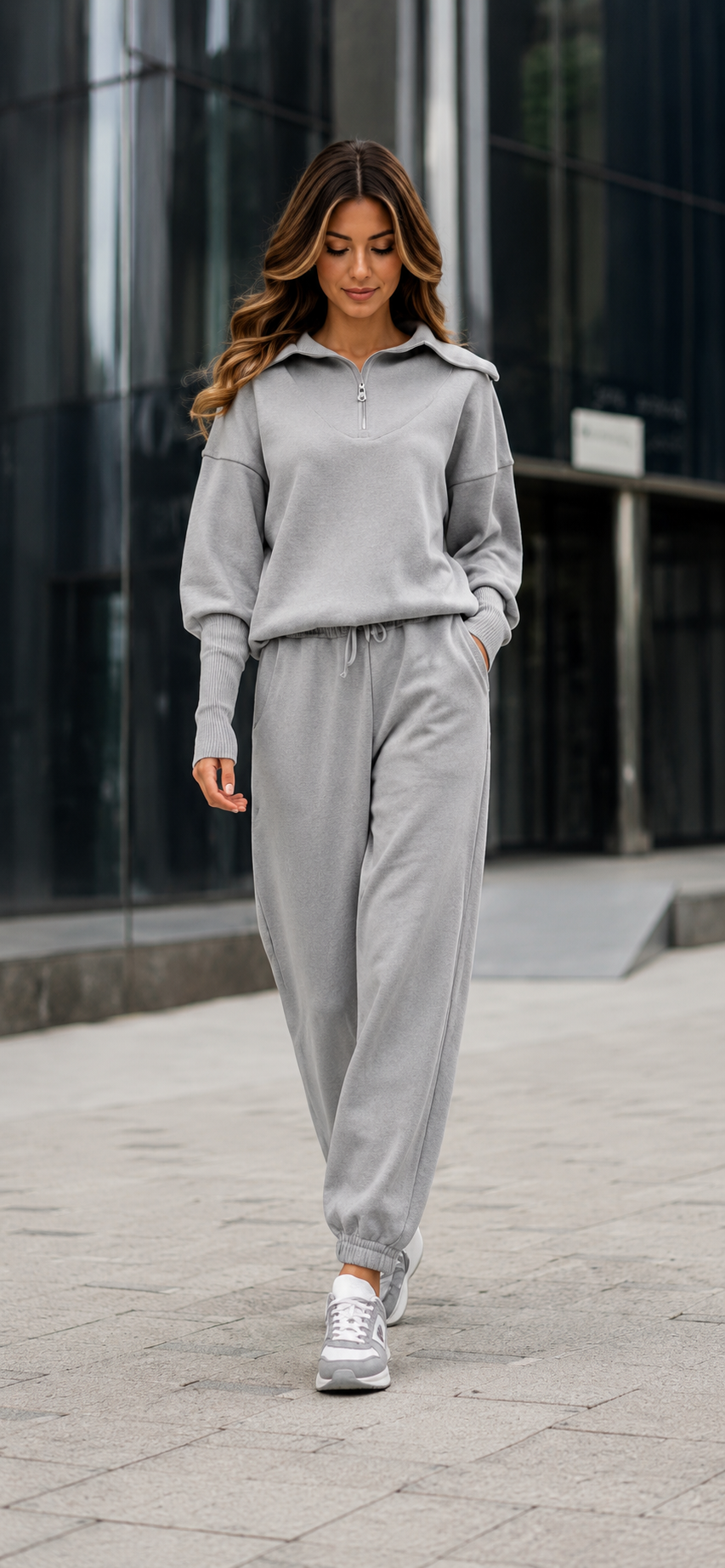 Comfortable Loungewear - Solid Color Zip Hoodie Set
